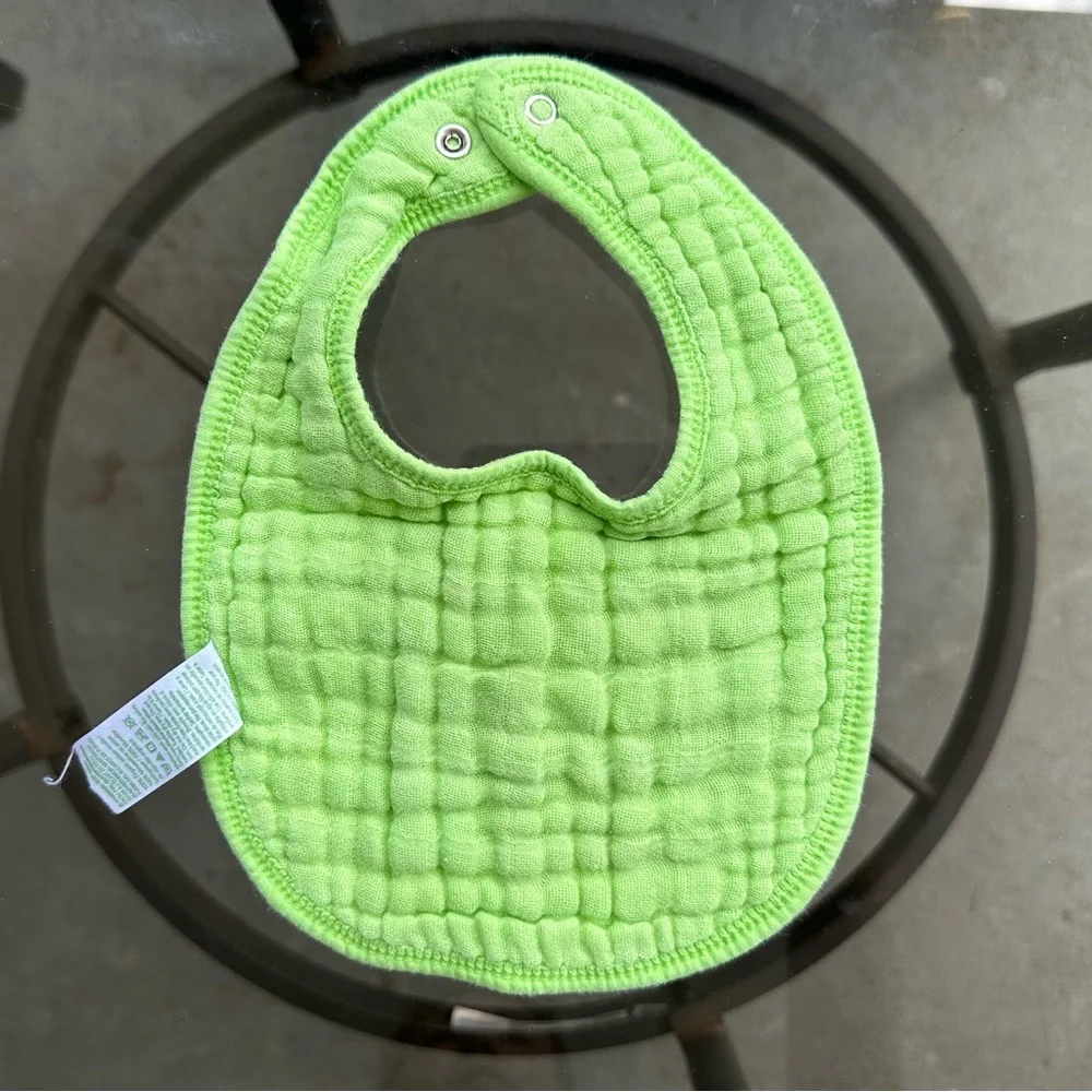 Green Sprouts Organic Cotton Muslin Bibs Set of 2 in Green/Pink Size 0-12 Months
